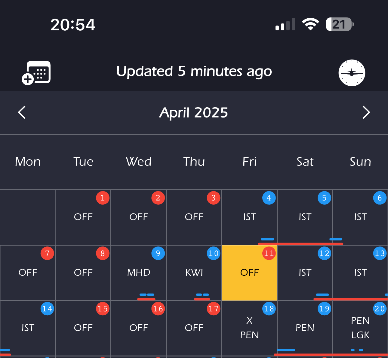 Calendar View Screenshot