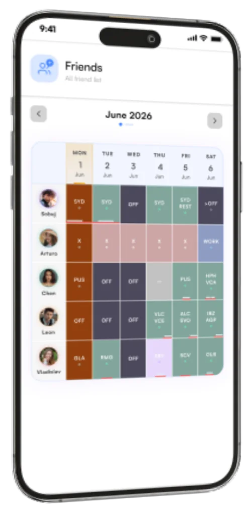 SkyCrew app screen